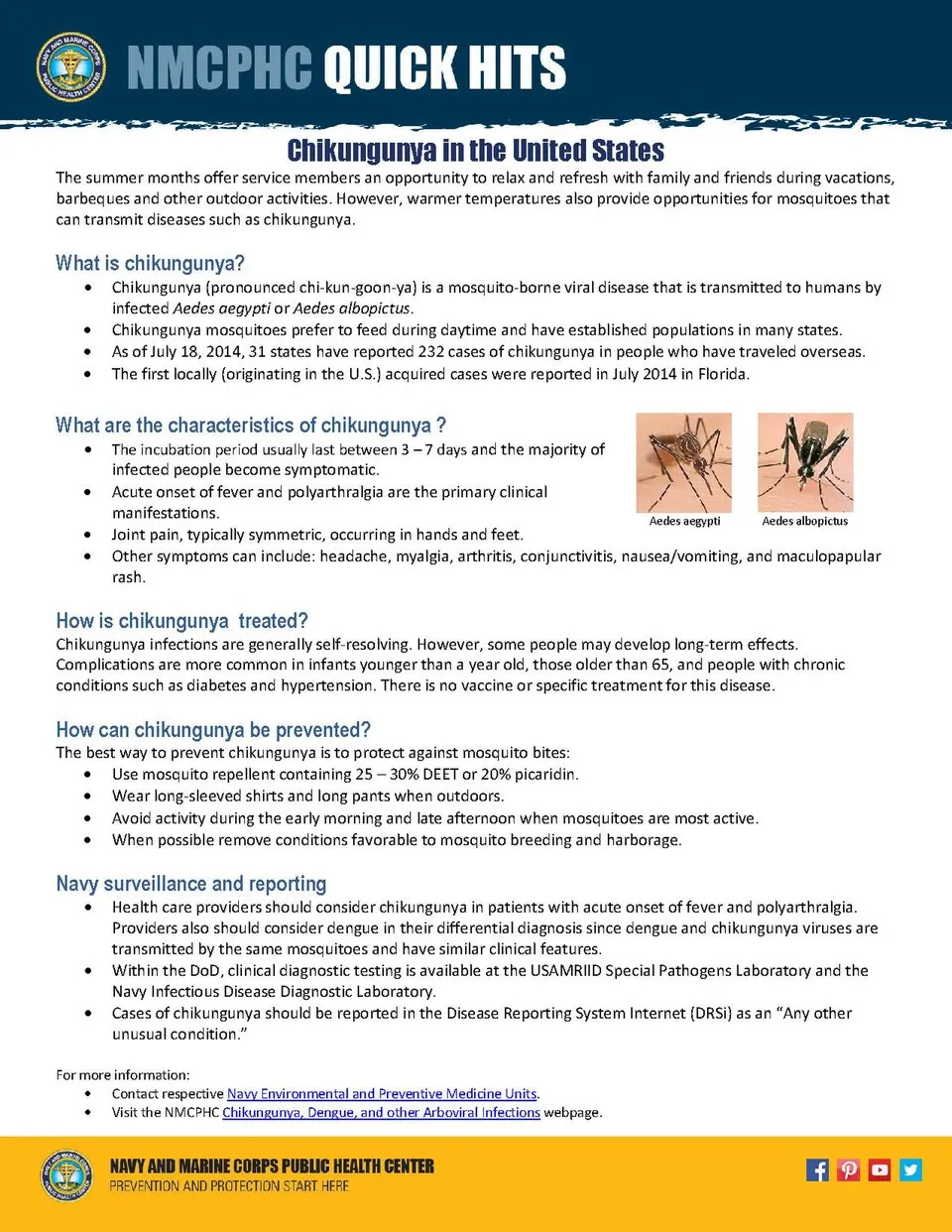 Information on chikungunya virus, its symptoms, and prevention measures.